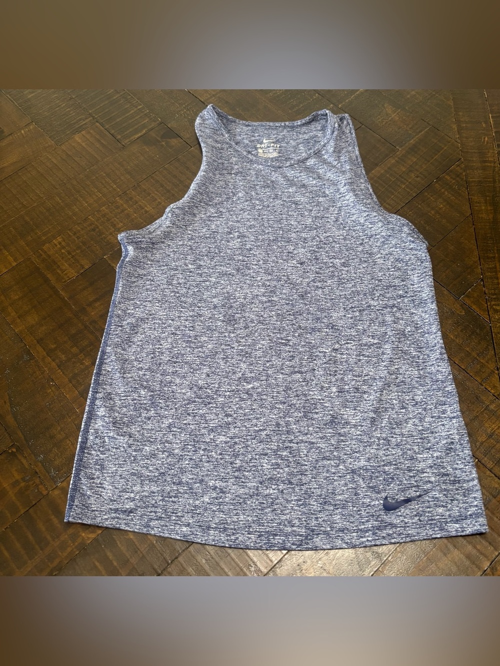 Nike Womens Tank Top Shirt XSmall Blue White Sleeveless Dri-Fit Stretch Swoosh